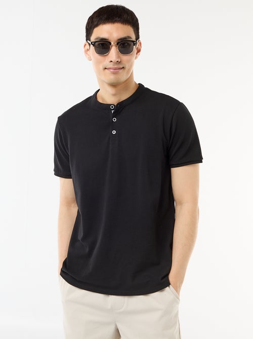Polo homme en maille piquée à col tunisien - Kiabi