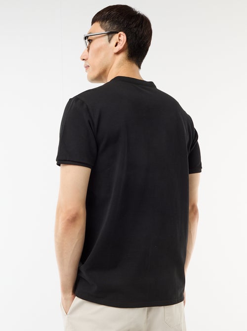 Polo homme en maille piquée à col tunisien - Kiabi