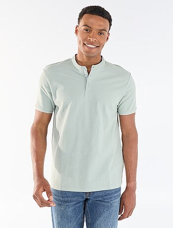 Polo en maille piquée homme à col tunisien