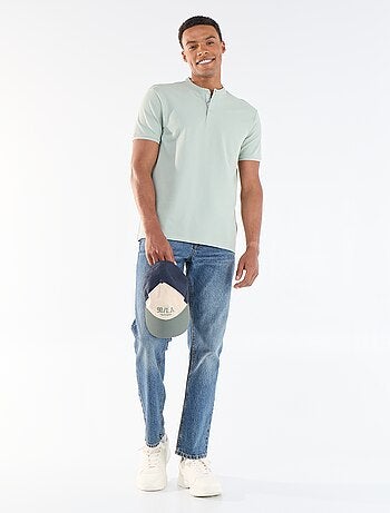 Polo en maille piquée homme à col tunisien