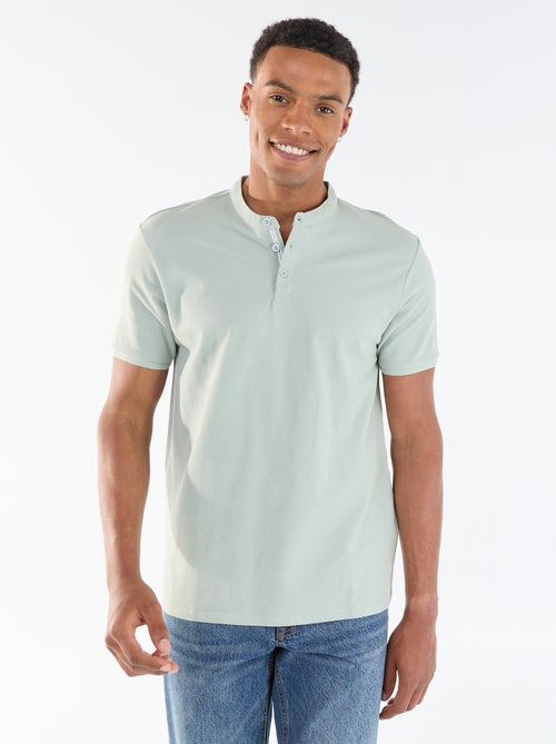 Polo homme en maille piquée à col tunisien - Kiabi Polo homme en maille piquée à col tunisien - Kiabi