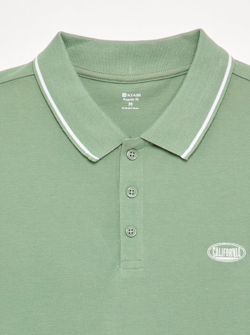 Polo homme en maille piquée à ouverture aimantée Vert - Kiabi