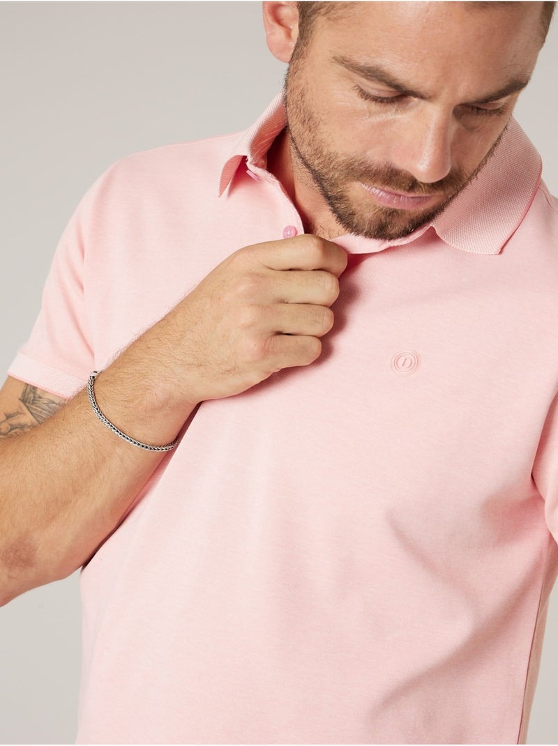 Polo homme en matière piquée 'Deeluxe' Rose - Kiabi