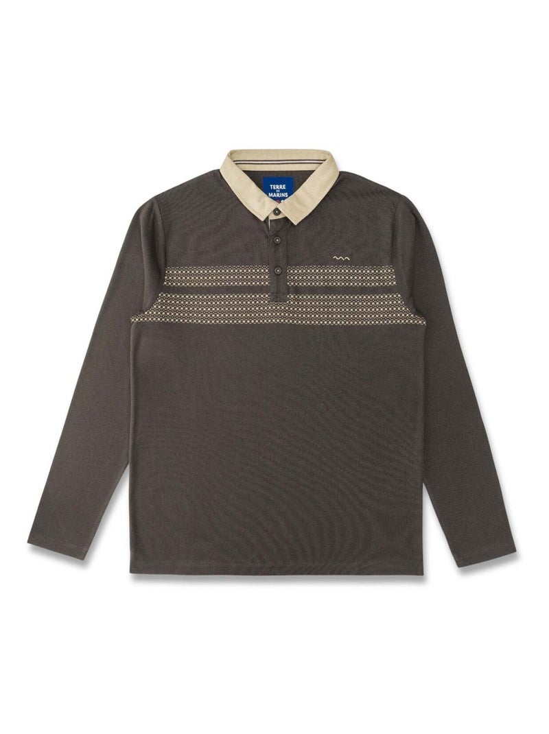 Polo Homme imprimé marron - Terre de Marins Bleu - Kiabi