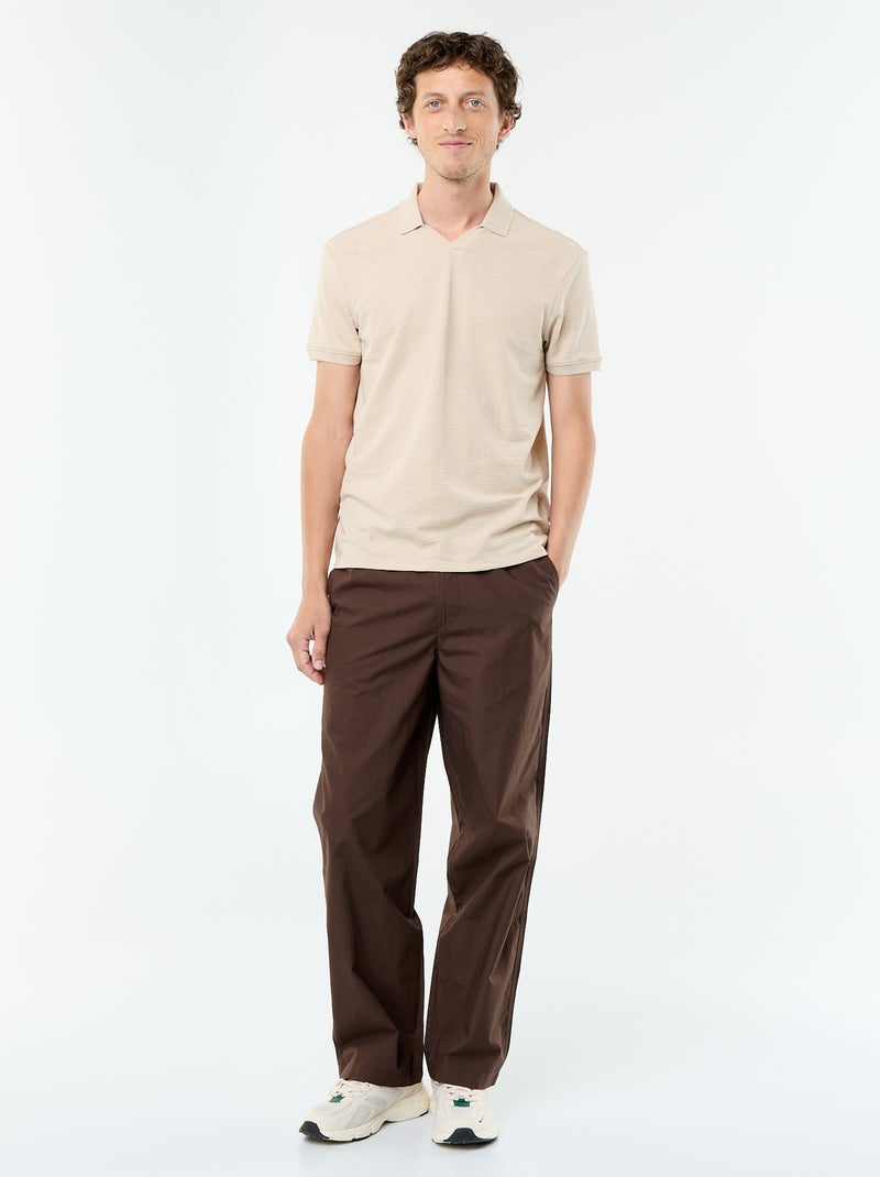 Polo homme uni à manches courtes Beige - Kiabi