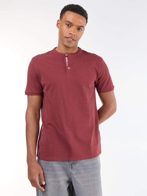 Polo homme uni en maille piquée à col tunisien - Kiabi