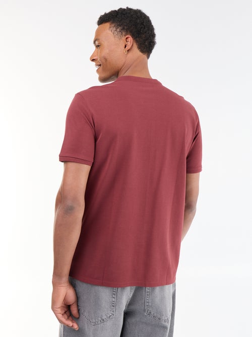 Polo homme uni en maille piquée à col tunisien - Kiabi