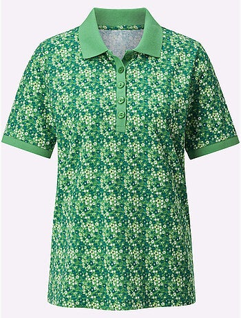 Polo imprimé floral col polo et manches courtes en pur coton - Taille standard - Witt