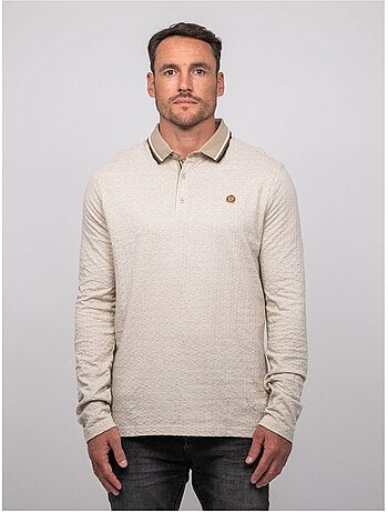 Polo jacquard col rayé manches longues pirataxo