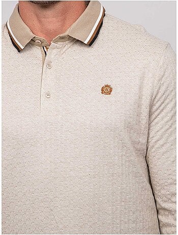 Polo jacquard col rayé manches longues pirataxo
