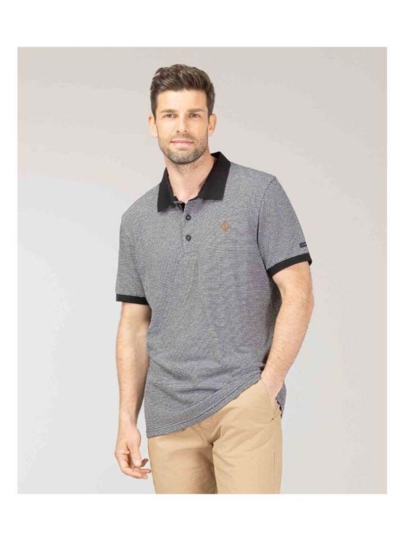 Polo jacquard noir Homme Noir - Kiabi