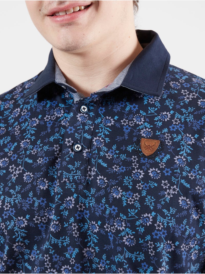 POLO JARDIN D’HIVER FLOWERS Bleu marine - Kiabi
