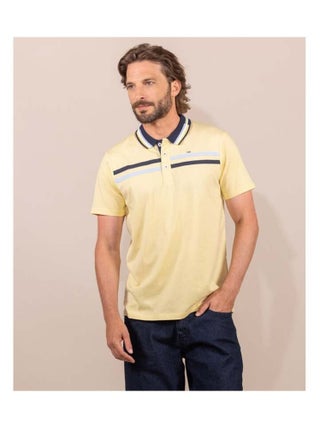 Polo jaune rayures poitrine Homme