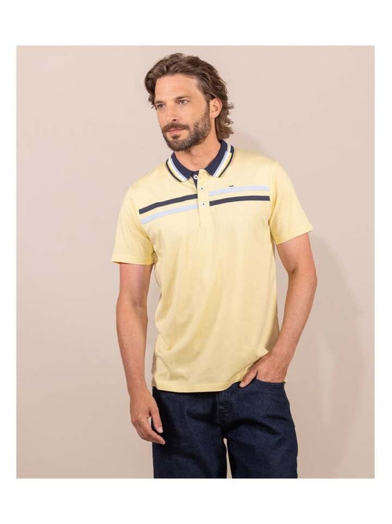 Polo jaune rayures poitrine Homme Jaune - Kiabi