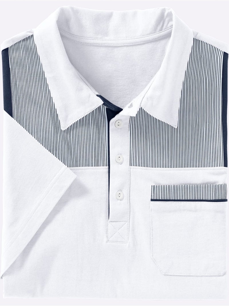Polo Jersey Fin - Taille Standard - Moda Vilona Blanc Bleu marine - Kiabi