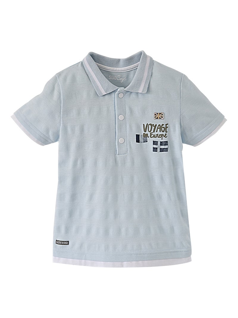 POLO JERSEY GARCON MANCHE COURTE LES GRANDS DE SUCRE D'ORGE Bleu - Kiabi