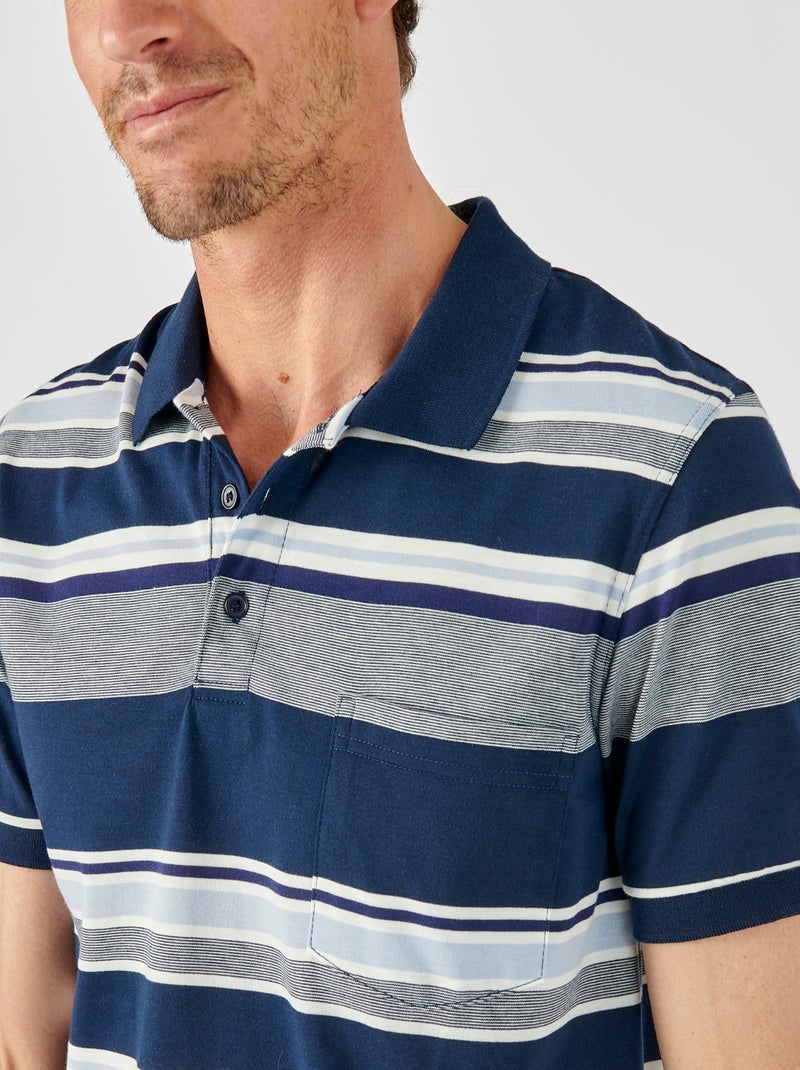 Polo jersey rayé - Damart Bleu marine - Kiabi