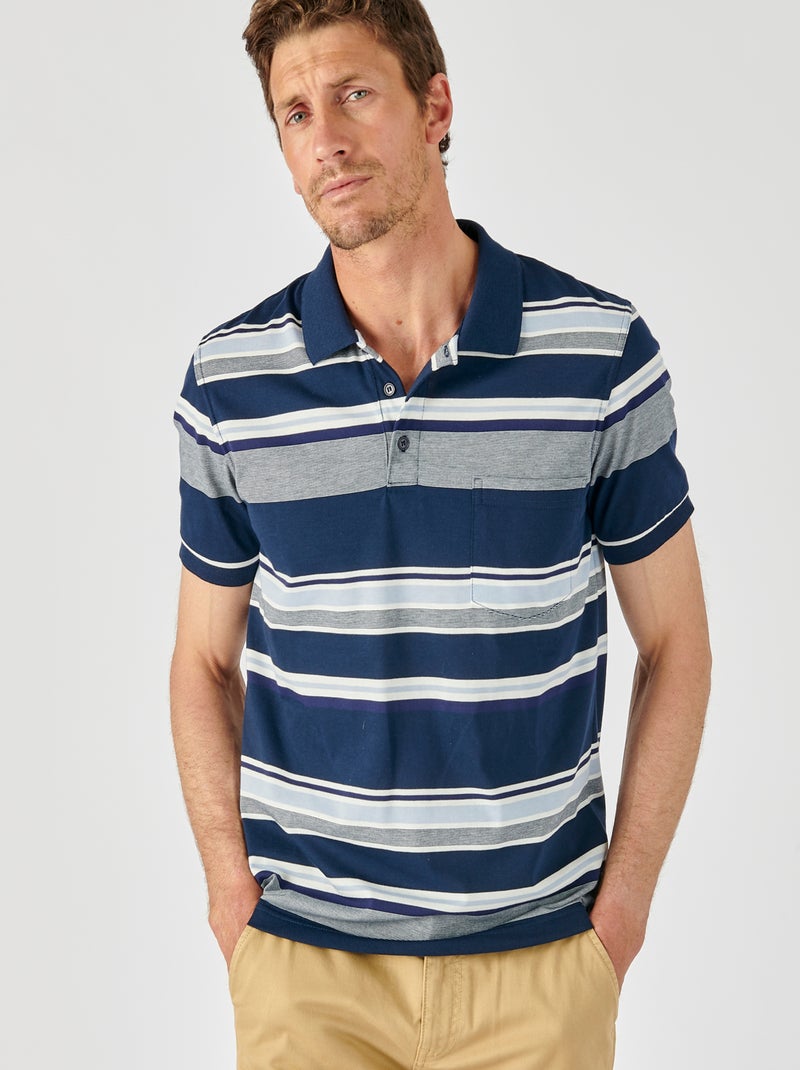 Polo jersey rayé - Damart Bleu marine - Kiabi