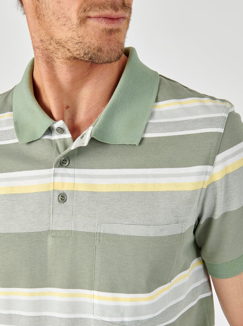 Polo jersey rayé - Damart Vert - Kiabi