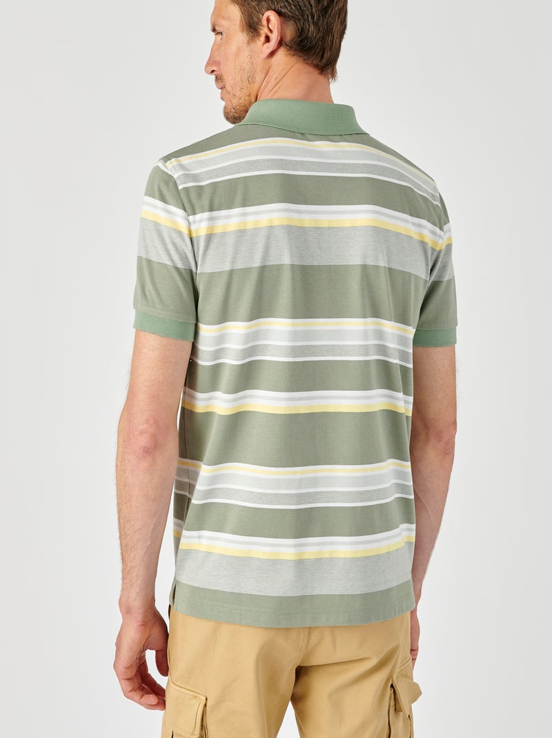 Polo jersey rayé - Damart Vert - Kiabi