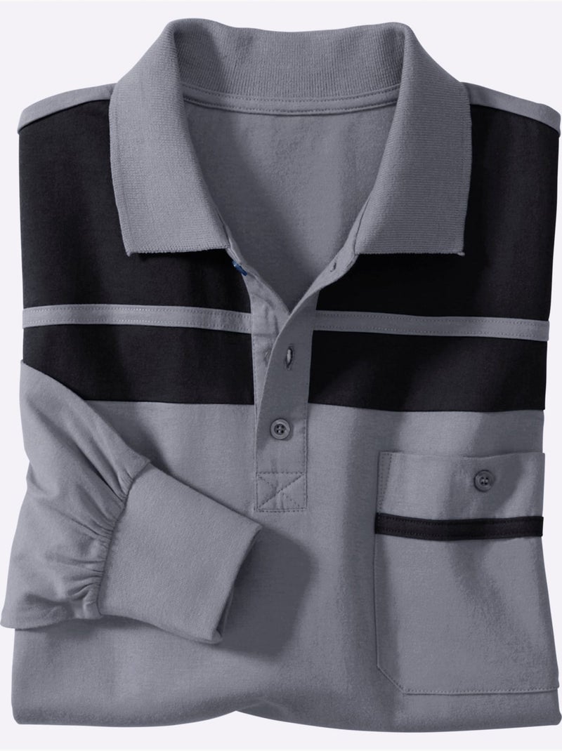Polo Jolis Contrastes - Taille Standard - Moda Vilona Gris Noir - Kiabi