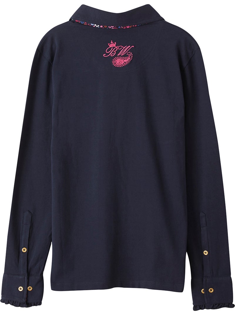 POLO MADAME CASUAL FLOWERS Bleu marine - Kiabi