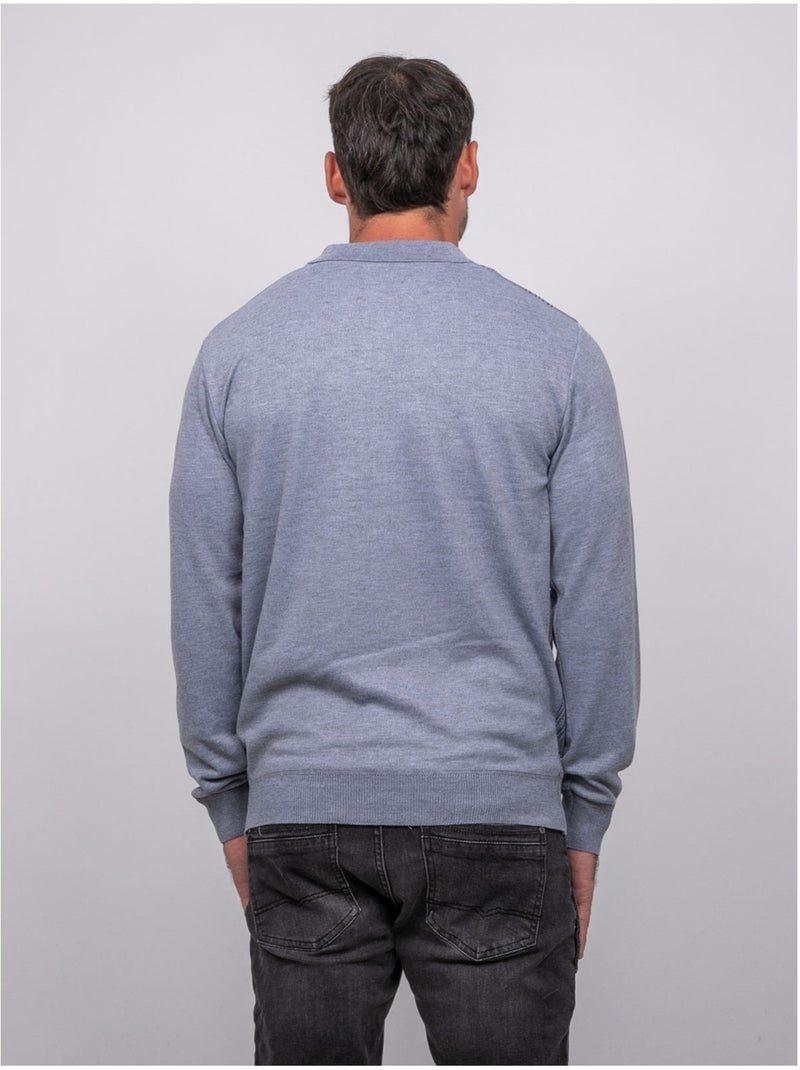 Polo maille boutonné manches longues losteria Gris chiné - Kiabi
