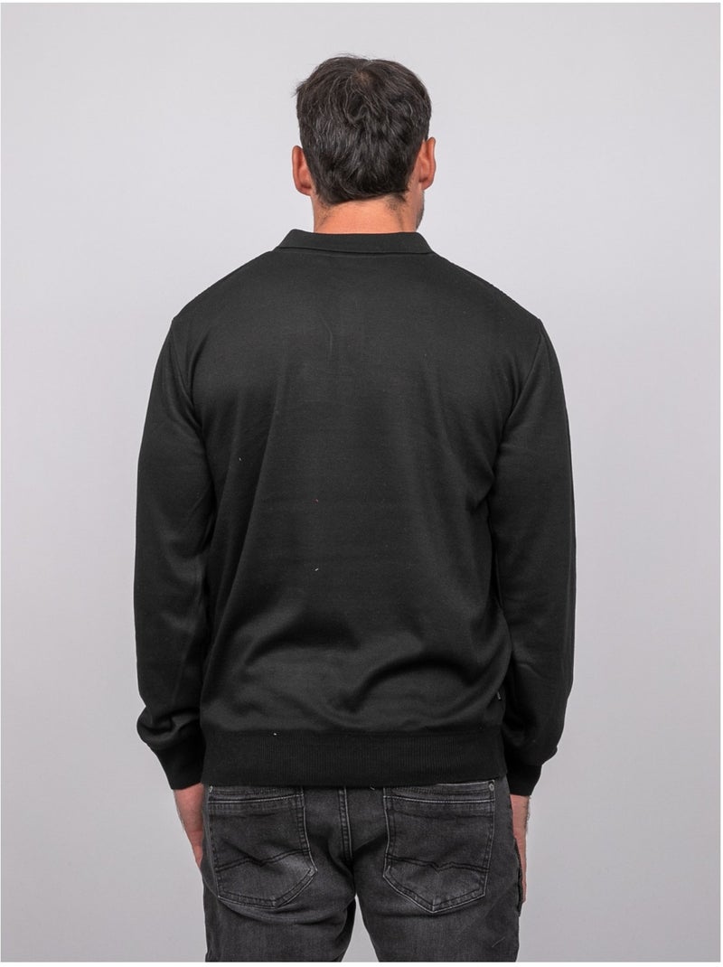 Polo maille boutonné manches longues losteria Noir - Kiabi