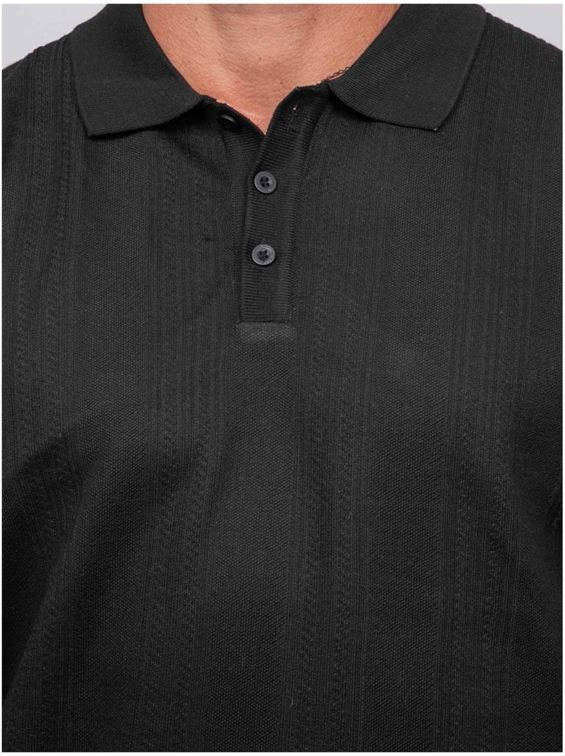 Polo maille boutonné manches longues losteria Noir - Kiabi
