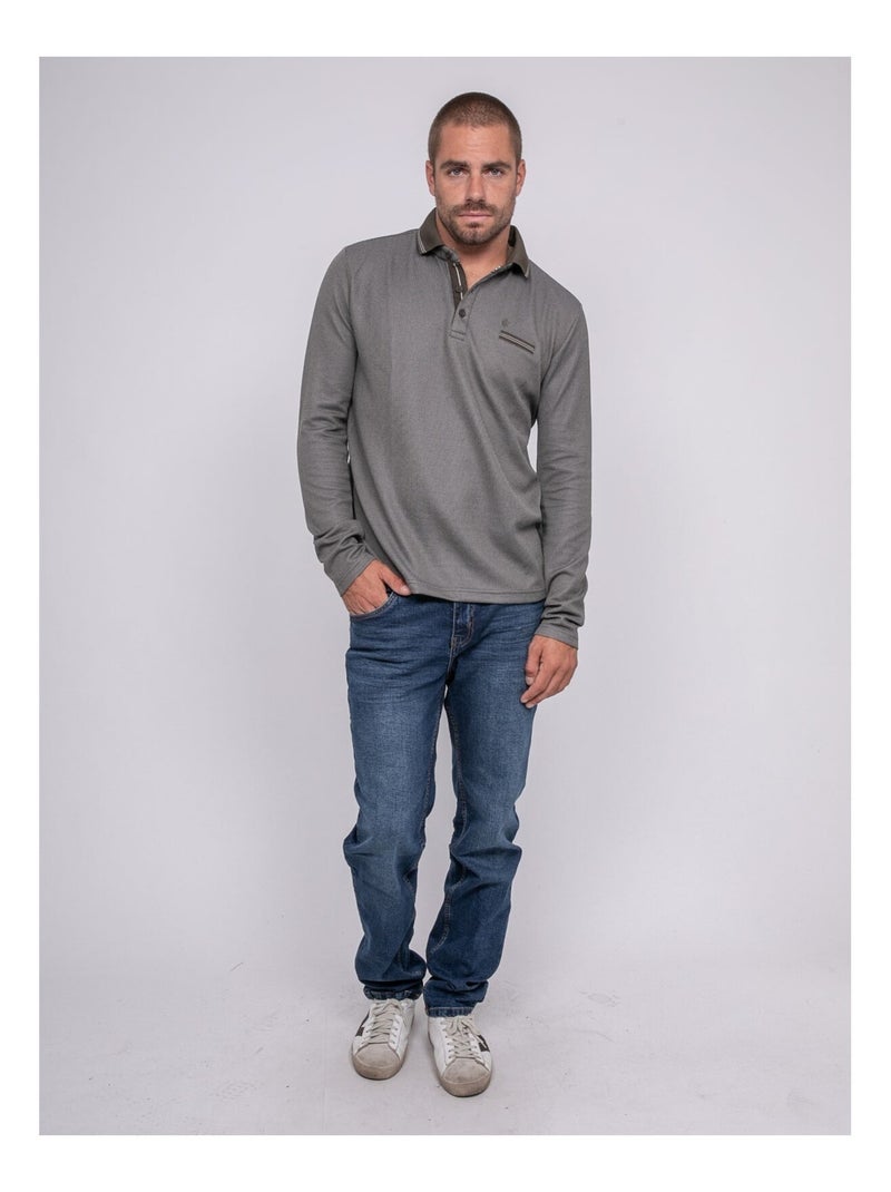 Polo maille jacquard PALYPSO Kaki - Kiabi