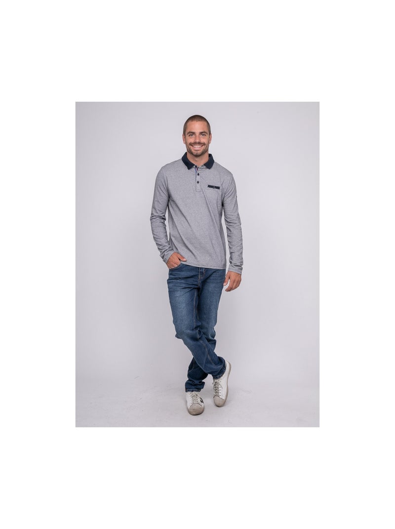 Polo maille jacquard PIAGARA Bleu marine - Kiabi