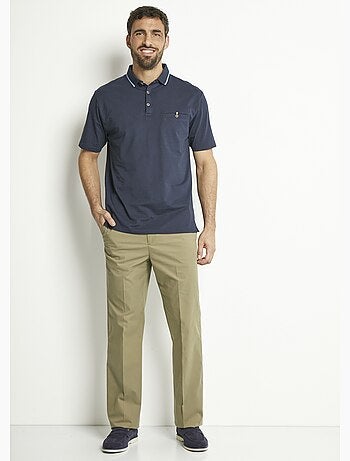 Polo maille jersey uni col bicolore coton - AFIBEL