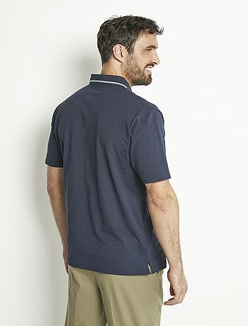 Polo maille jersey uni col bicolore coton