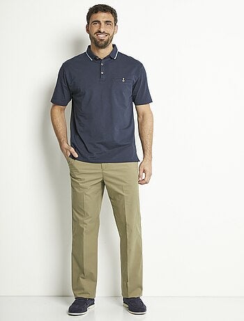 Polo maille jersey uni col bicolore coton