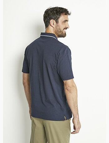 Polo maille jersey uni col bicolore coton