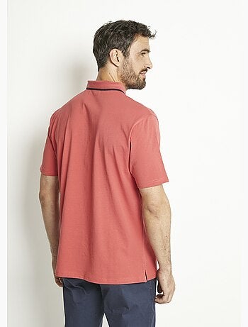 Polo maille jersey uni col bicolore coton