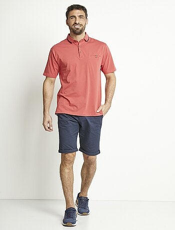 Polo maille jersey uni col bicolore coton