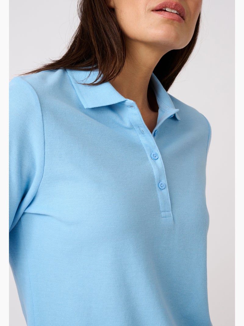 Polo maille piquée - Happy D. by Damart Bleu clair - Kiabi