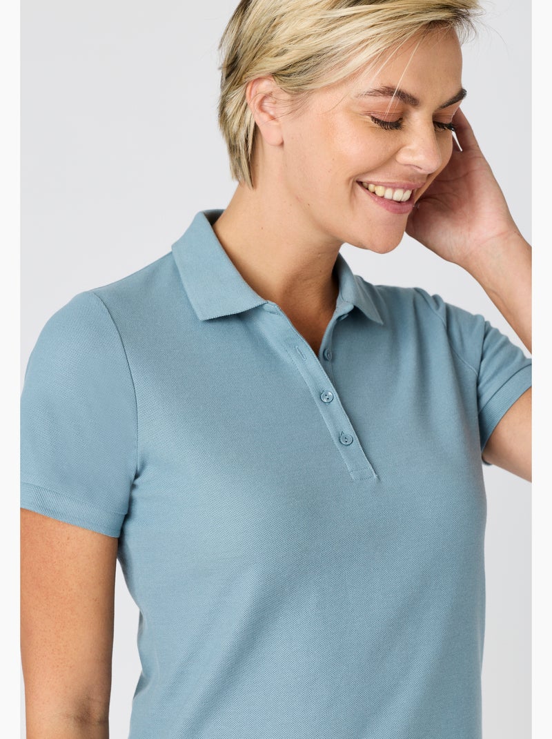 Polo maille piquée - Happy D. by Damart Bleu clair - Kiabi