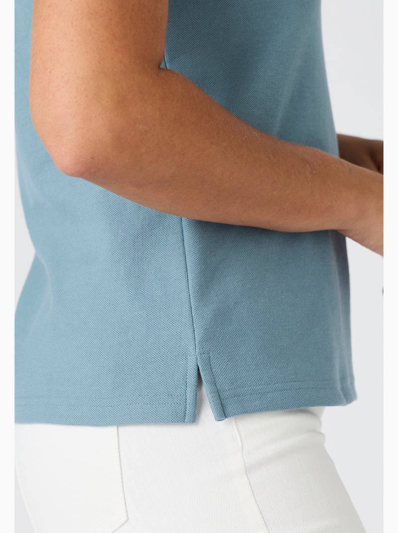 Polo maille piquée - Happy D. by Damart Bleu clair - Kiabi