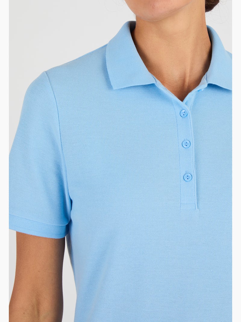 Polo maille piquée - Happy D. by Damart Bleu givrée - Kiabi