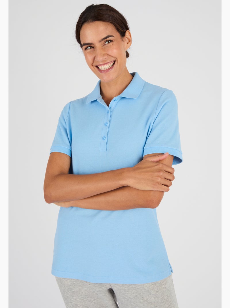 Polo maille piquée - Happy D. by Damart Bleu givrée - Kiabi