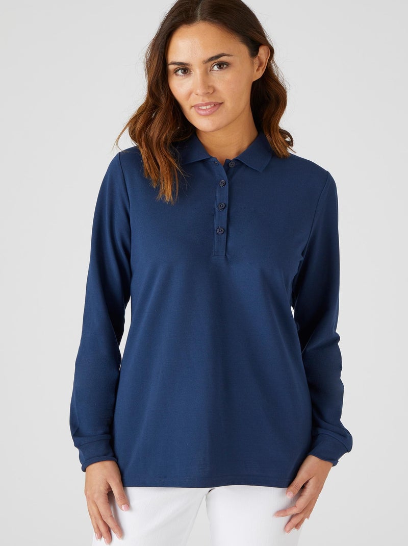 Polo maille piquée - Happy D. by Damart Bleu marine - Kiabi