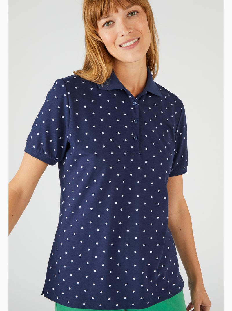 Polo maille piquée - Happy D. by Damart Bleu marine - Kiabi