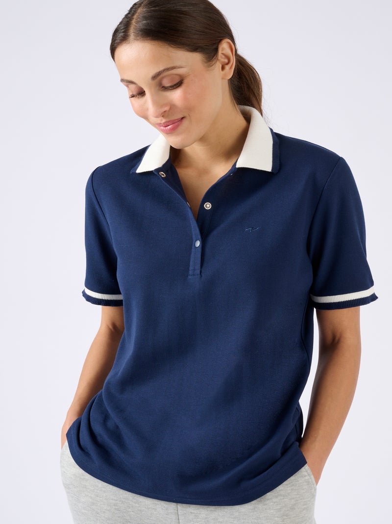 Polo maille piquée - Happy D. by Damart Bleu marine - Kiabi