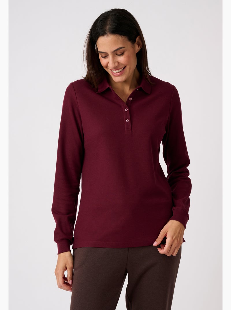 Polo maille piquée - Happy D. by Damart Bordeaux - Kiabi