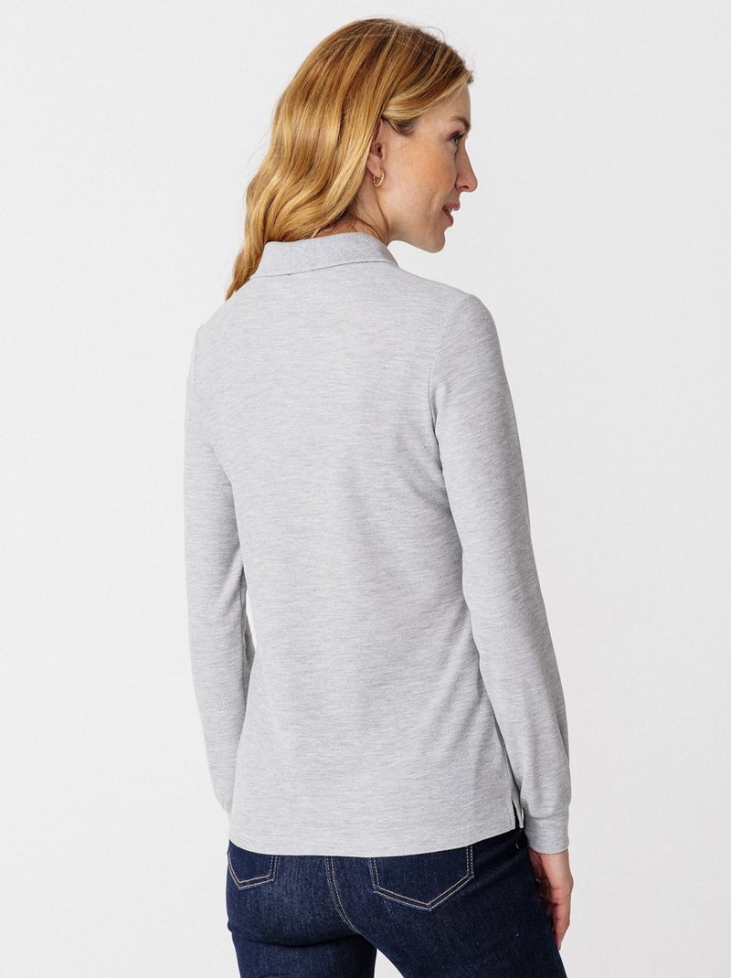 Polo maille piquée - Happy D. by Damart Gris chiné - Kiabi