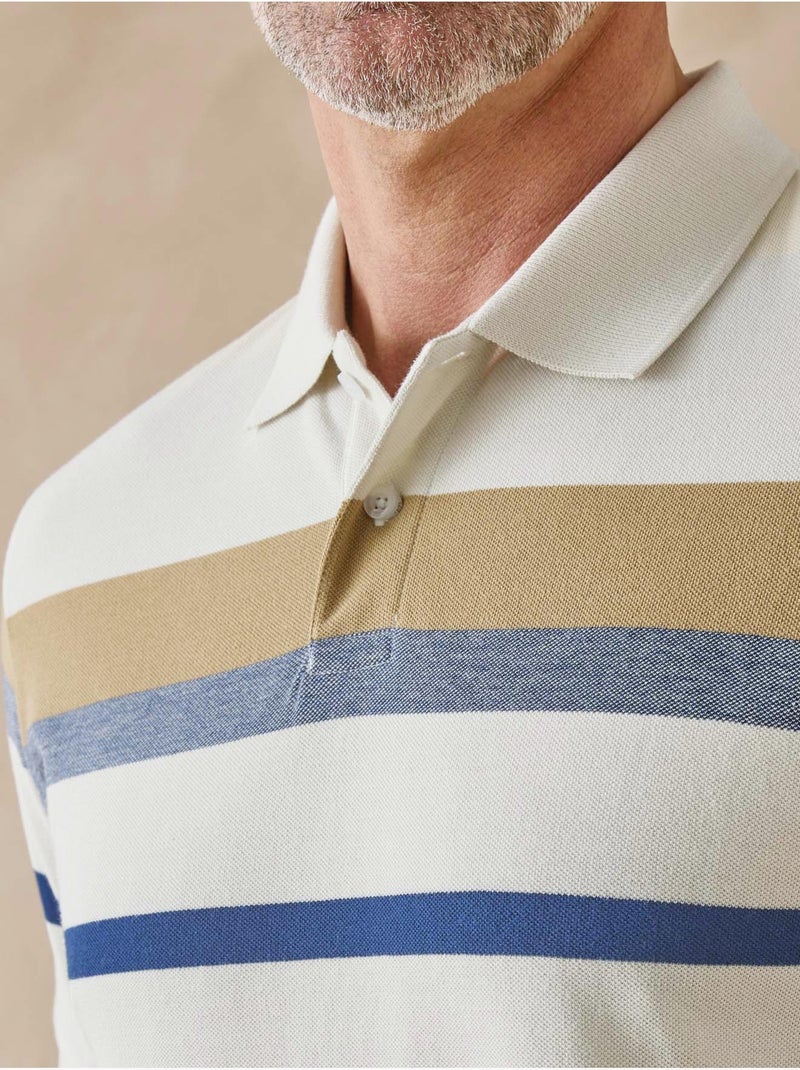 Polo maille piquée à rayures - DAXON Beige - Kiabi