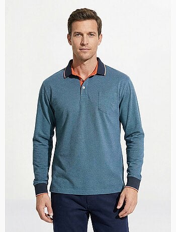 Polo maille piquée manches longues coton - Afibel