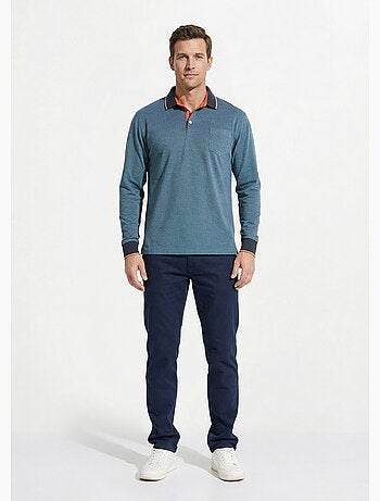 Polo maille piquée manches longues coton - Afibel
